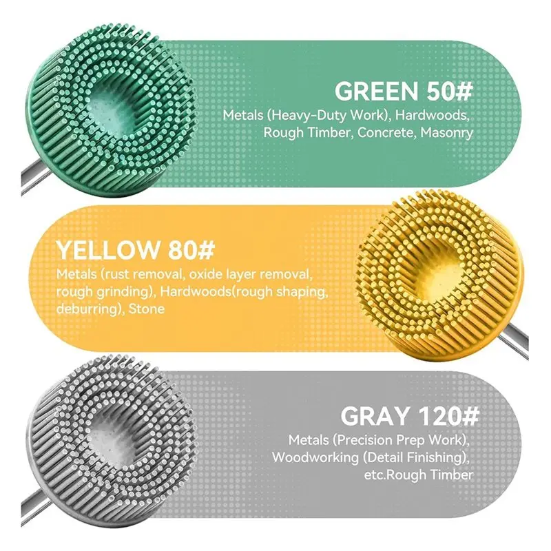 DTA4-Sand Disc 2 Inch Bristle Grinder, 50 80 120 Grit Abrasive Brushes With 1/4