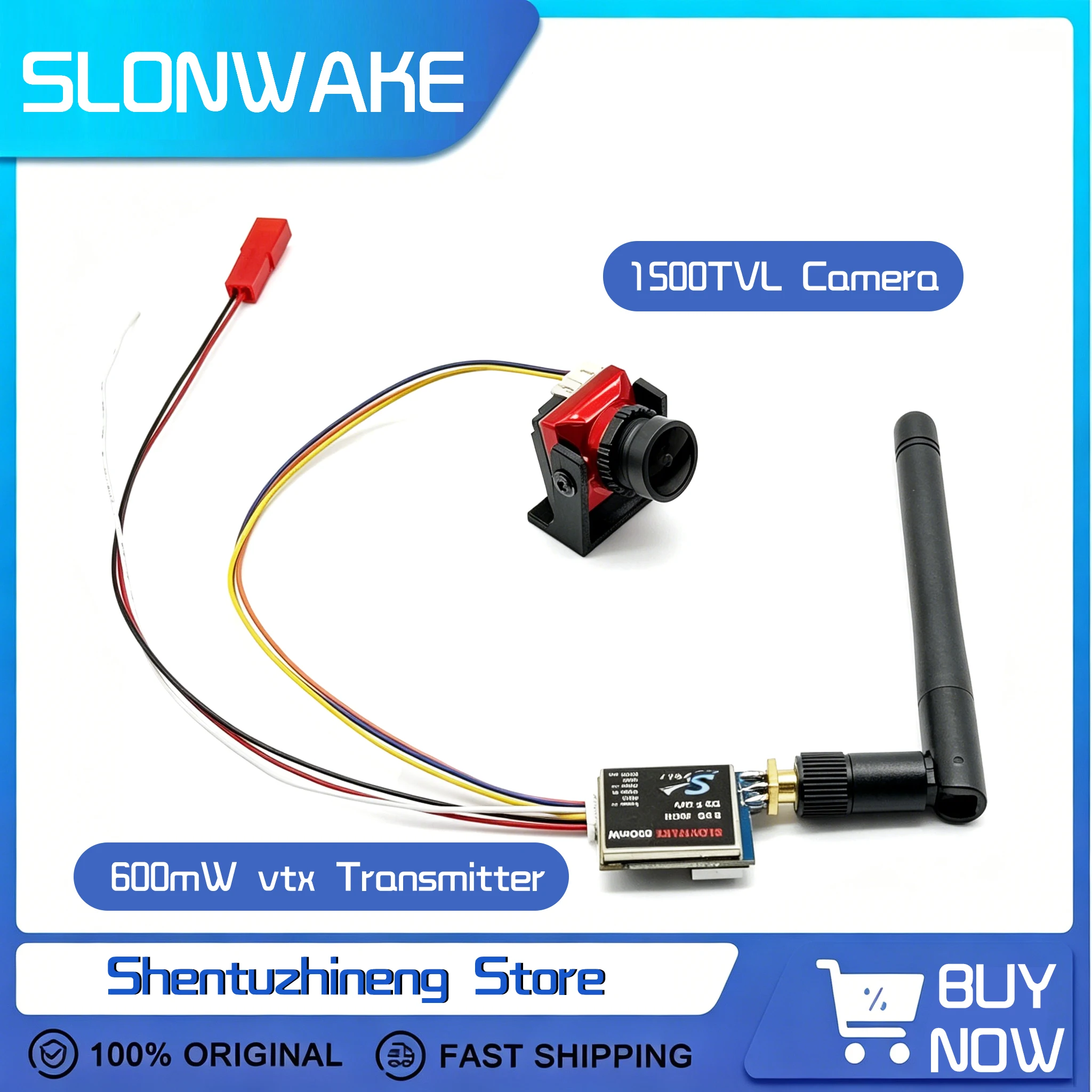 SLONWAKE  FPV Suit 600mW Video 5.8GHz 48CH Transmitter and Cmos 1500TVL Mini FPV Camera 2.1mm For RC Racing Drone Model