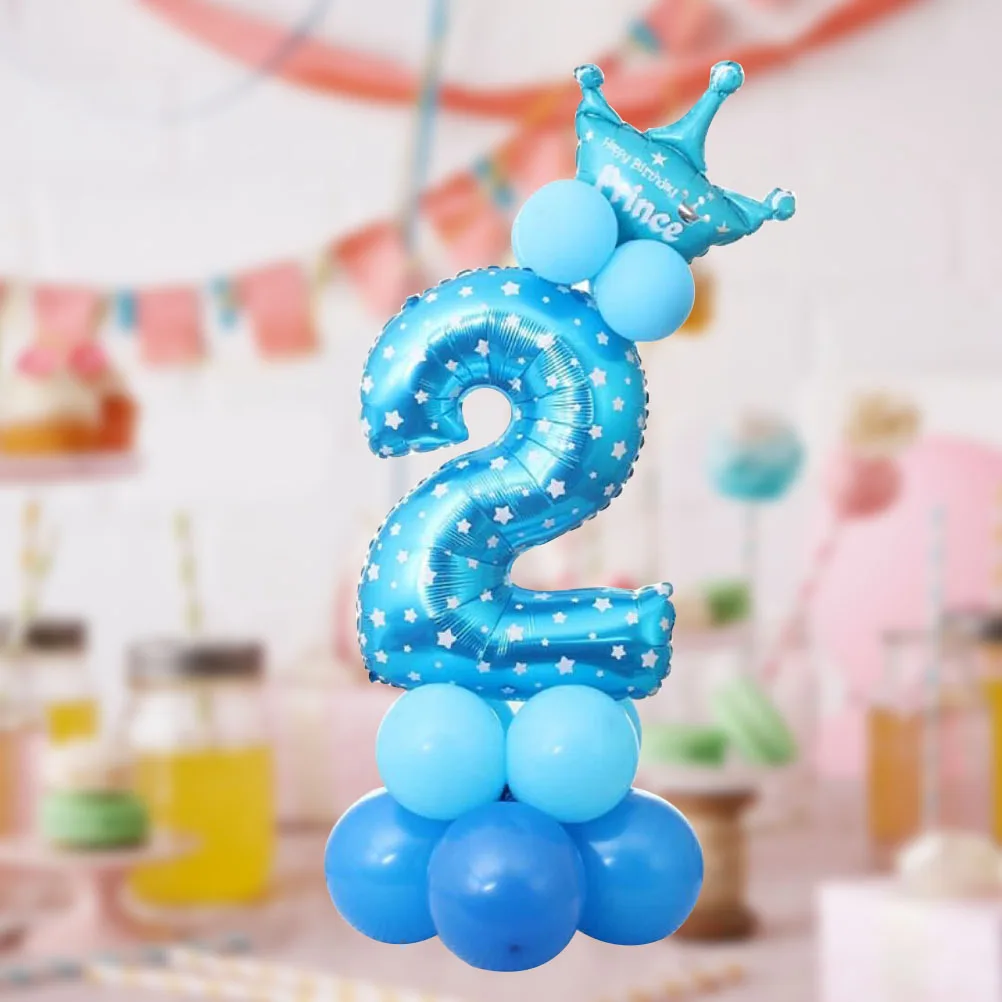 

32inch Number 2 Foil Stand Up Balloon DIY Set Road Cited for Baby Shower Kids Birthday Party Celebration Decoration (Blue)