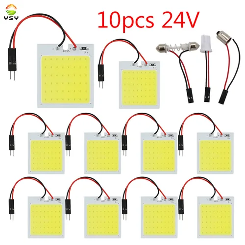 Imagen 1 del producto 10 Uds Panel Interior de camión luz de lectura coche Led COB 48 SMD LED blanco T10 BA9S C5W adorno 24V