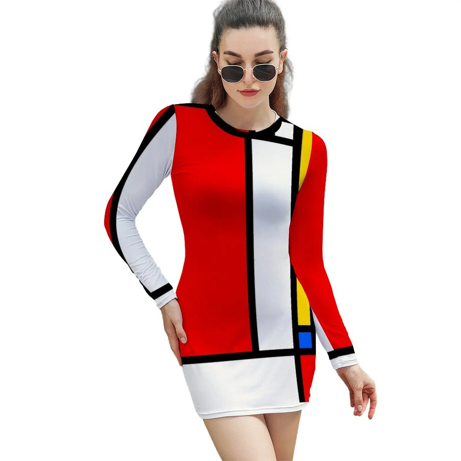 

Mondrian Abstraction I Long-Sleeved Sheath Dress sexy short dresses daring summer dress women 2024