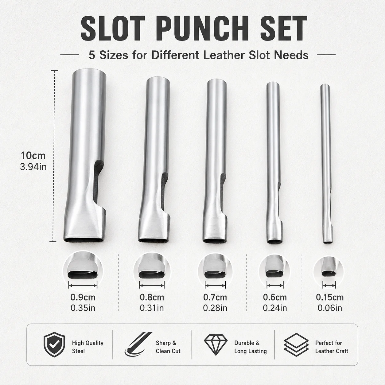 Poinçon Plat Ovale Pour Ceinture Artisanale - Outil De Perforation SODIAL
