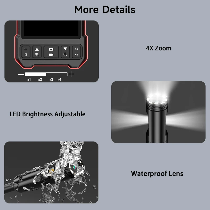 Endoscopio con schermo IPS da 5'' Telecamera con messa a fuoco automatica da 5 MP HD1080P Singola doppia tripla lente Video Sonda USB Periscopio di ispezione per auto Impermeabile