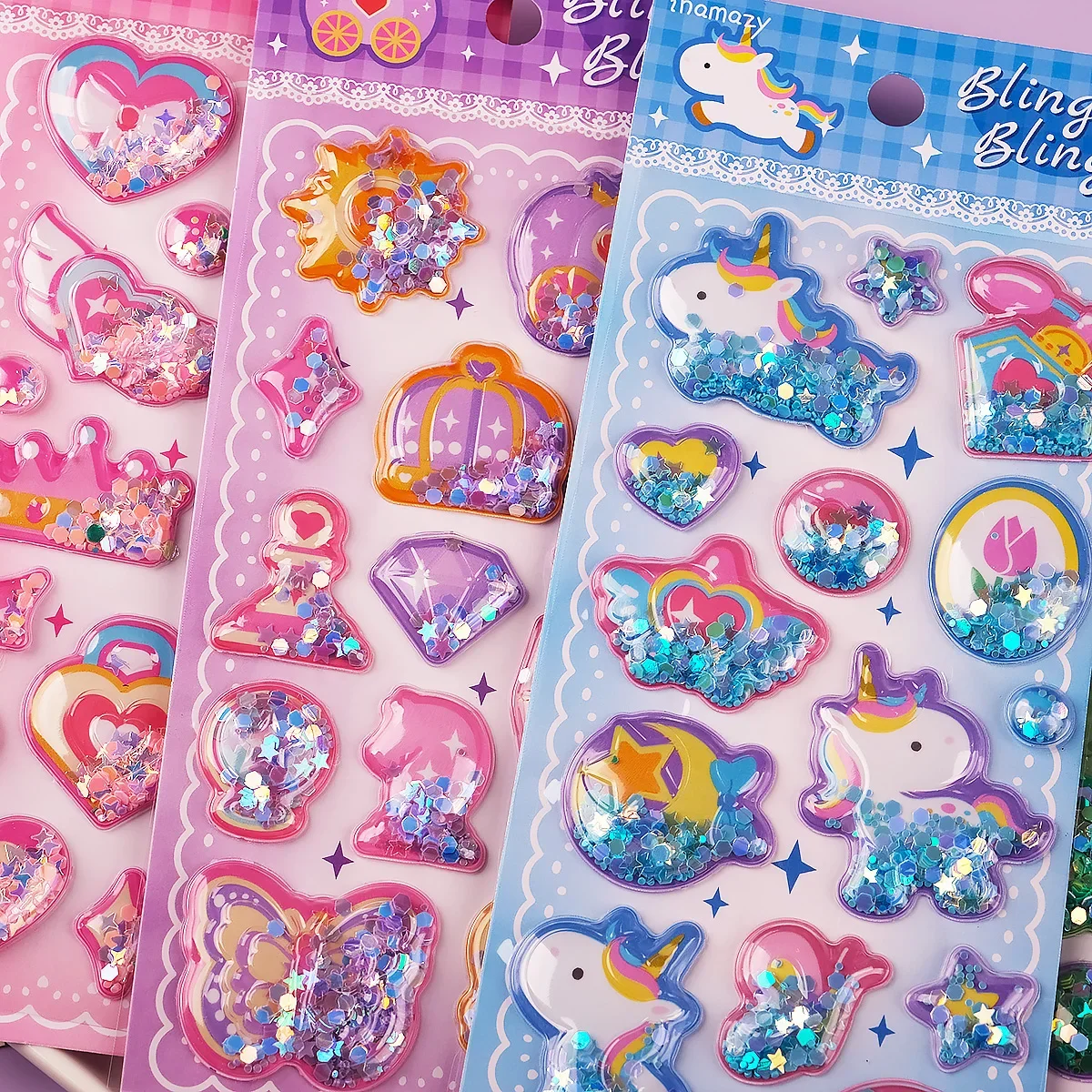 1 Sheet 3D Three-dimensional Water Injection Stickers Children\'s Cartoon Reward Stickers Beads Shake Oil Stickers