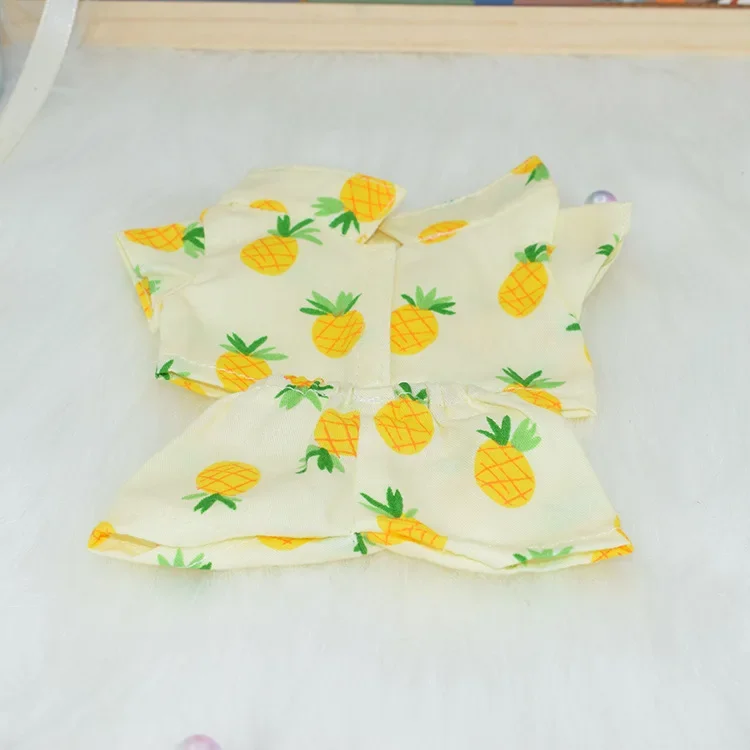 20cm Cotton Doll Clothes Sleepwear and Pants Set Floral Shirt Dolls Accessories Orange Kiwi Pineapple Dress Up Gift for Friend