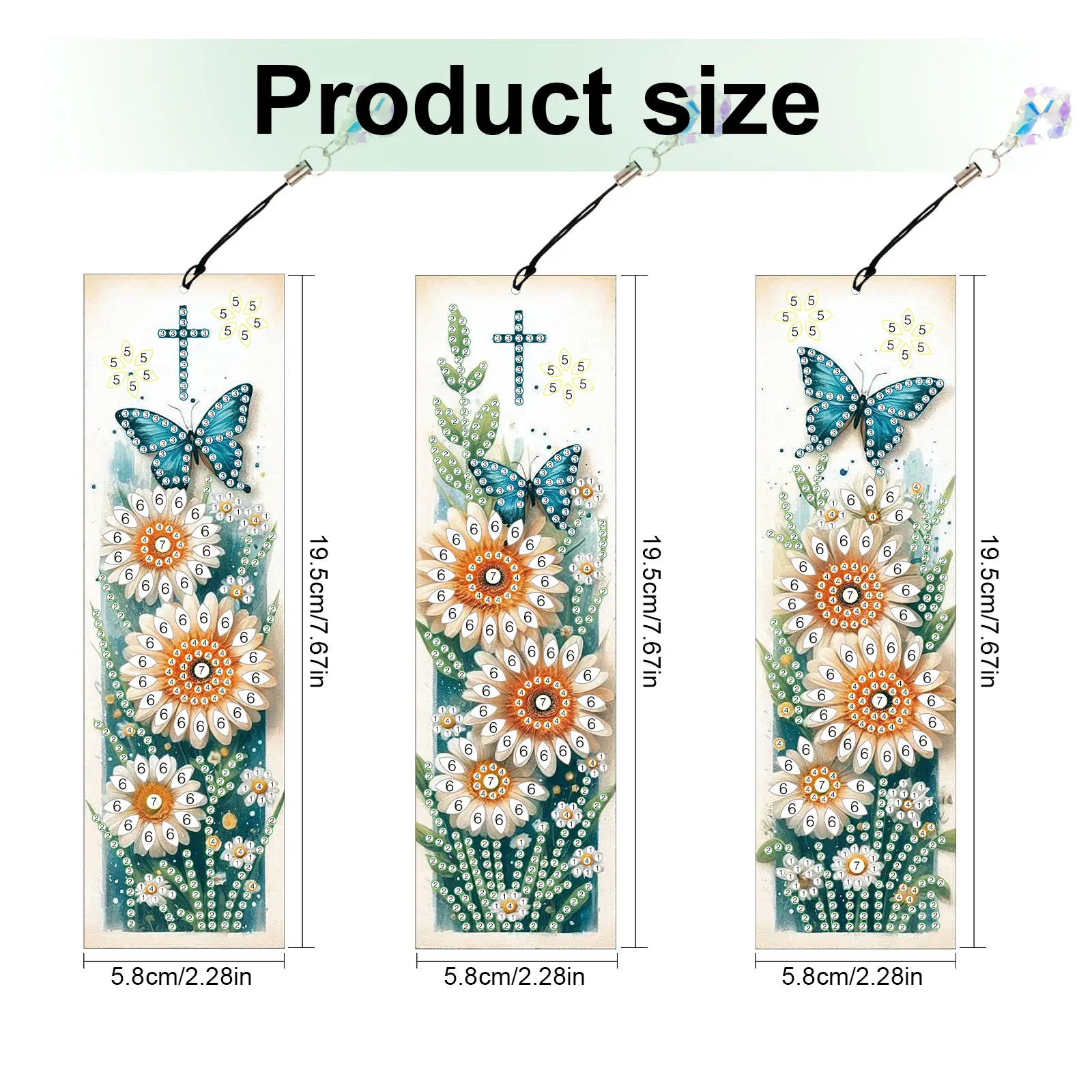 3 szt. Diamentowe zestawy do malowania zakładki dla początkujących, mała stokrotka zakładka Bling kryształowy wisiorek zakładki do domowego biura prezent