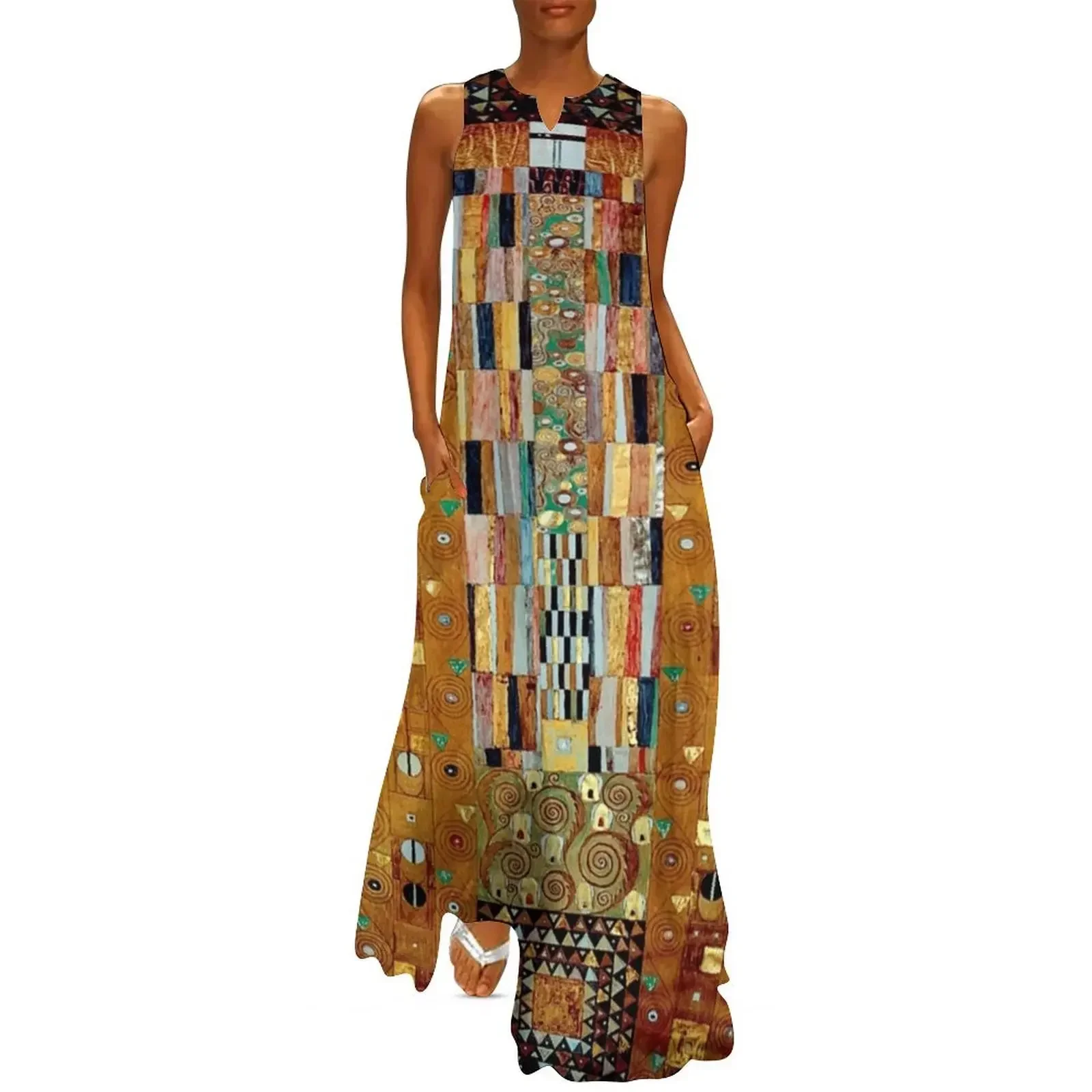 

Gustav Klimt The Knight Mosaic (Stoclet Frieze) Art Nouveau Long Dress elegant party dresses for women 2025 Dress
