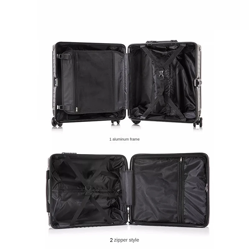 Suitcase Aluminum Frame Small 18-inch Luggage Trolley Suitcases on Wheels Travel Bags Lightweight Password Rolling Luggage Bag