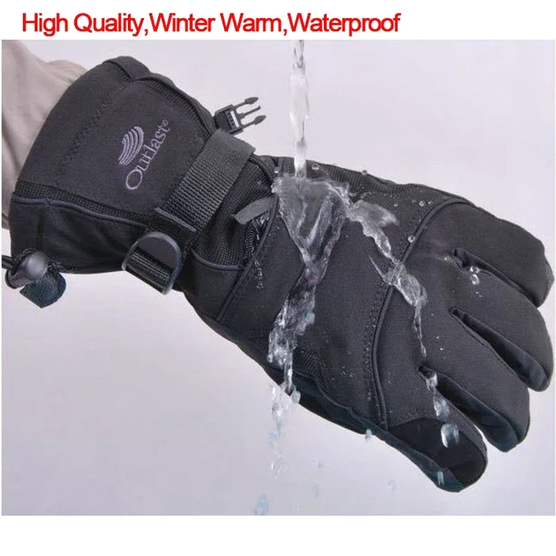 1pair Black Snow Ski Gloves Waterproof -30 Winter Warm Snowboard Gloves Men Women Motocross Windproof Cycling Motorcycle HEAD