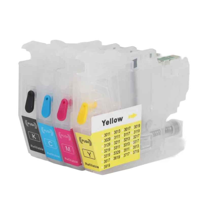 4 Pcs Ink Cartridge Magenta Blue Yellow Black Smoothly Clear Printing Refill Cartridge Replacement For Printers LC3213