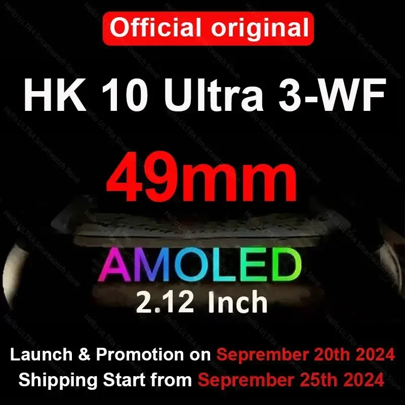 HK10 ULTRA 3 WiFi Smartwatch 2024 49mm AMOLED 4G ROM Tiktok ChatGPT NFC Compass Clock Bluetooth Call Sport Smart Watch Men Women