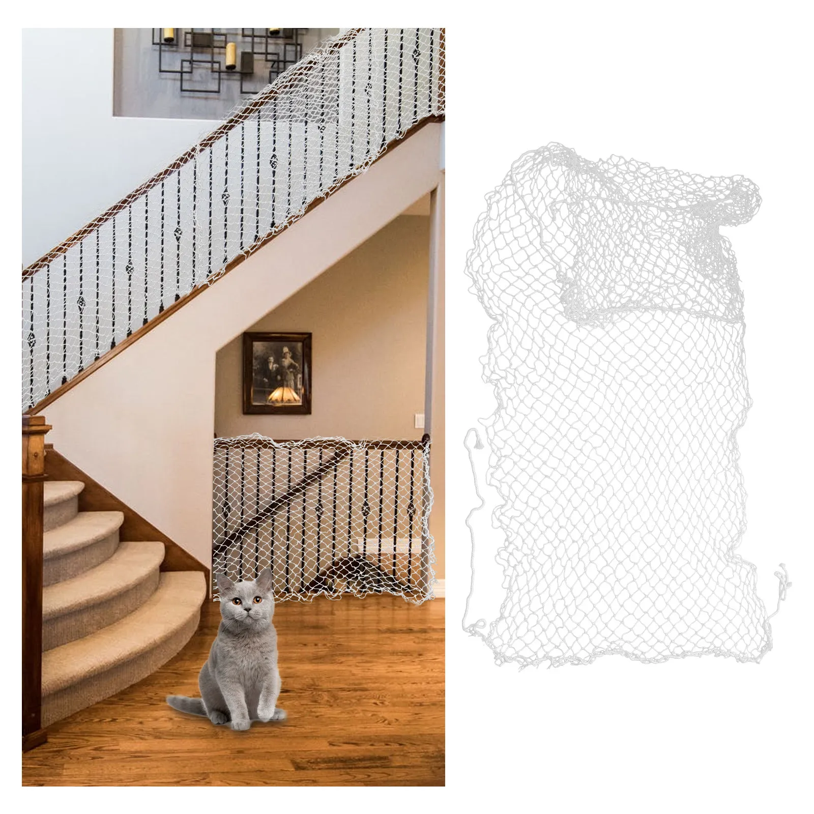 1Pcs Balcony Protective Net White Tear-Resistant Nylon Anti-Falling Safety Net for Pet Banister Guard Rail Safety