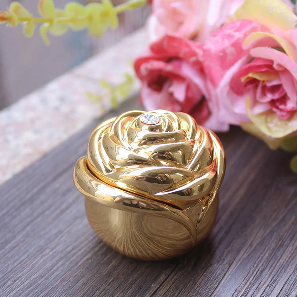 

Rose Bud Jewelry Box Zinc Alloy Knitting Wool Ring Holder For Wedding Engagement Proposal Bridal Shower Gift Case