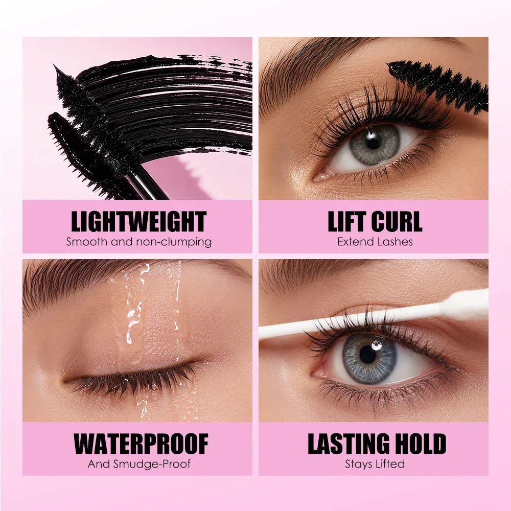 Waterproof 2 In 1 Lash Makeup, Curling Volumizing Mascara Plus Nourishing Serum, Prevent Smudging For Outdoor Daily Use