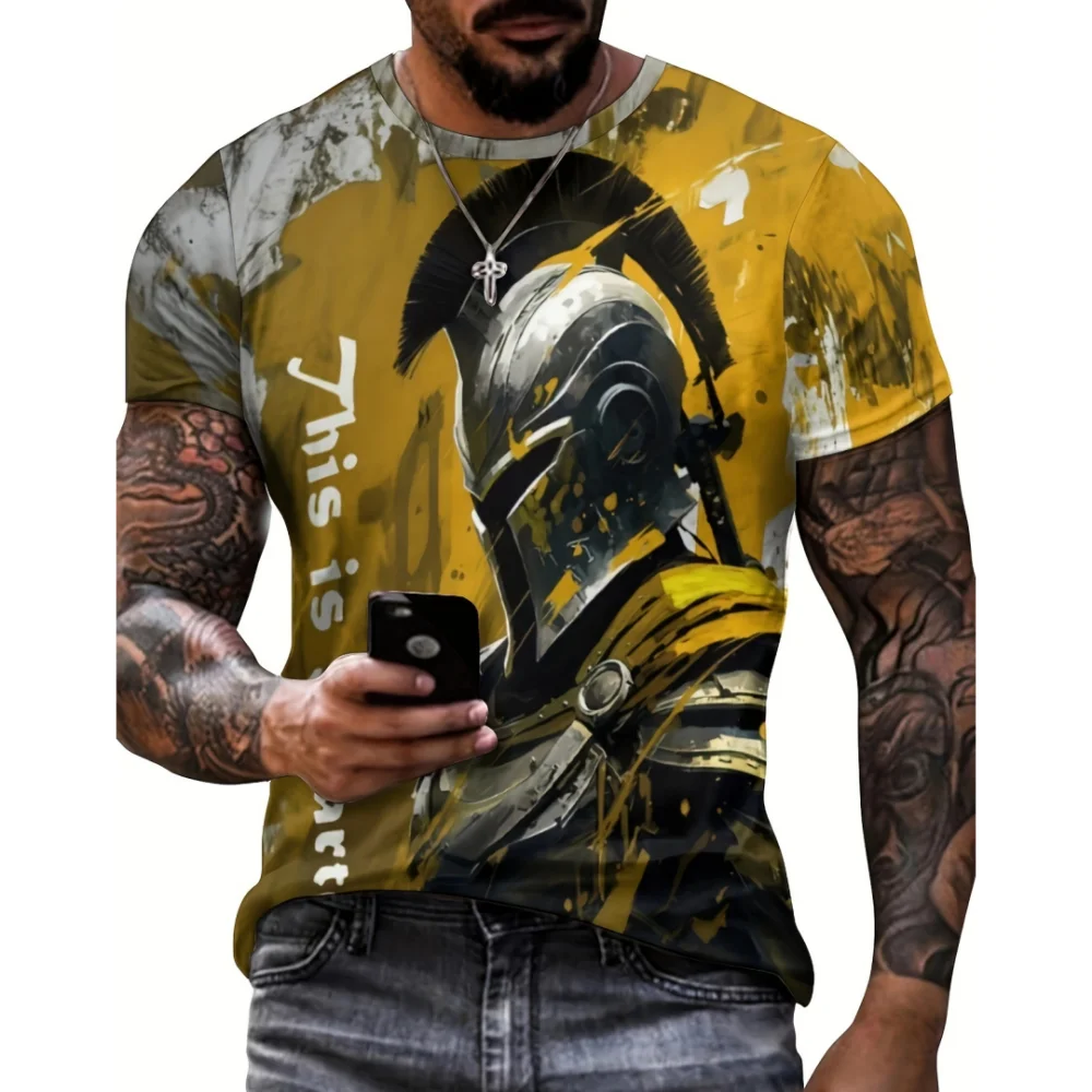 Spartan Men's T-Shirt Vintage Shirt Tees 3D Spartan Graphic Clothing Summer Quick-Drying Breathable Street For Mens T-Shirt