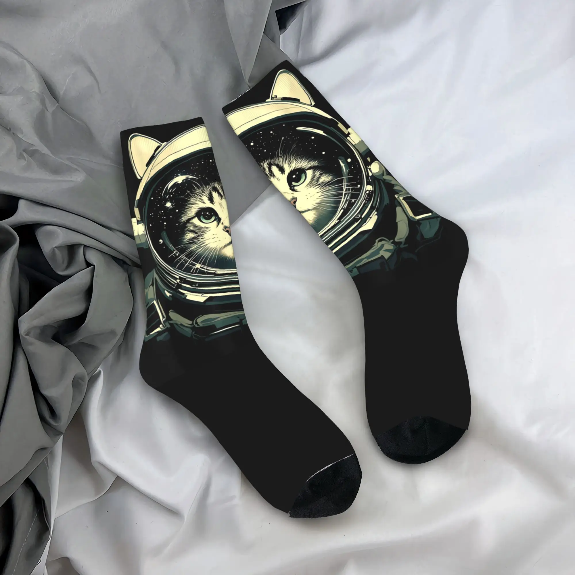 

Space Cat Courage Japanese Astronaut Cat Stockings Unisex Men Socks Comfortable Harajuku Socks Anti Bacterial Printed Socks