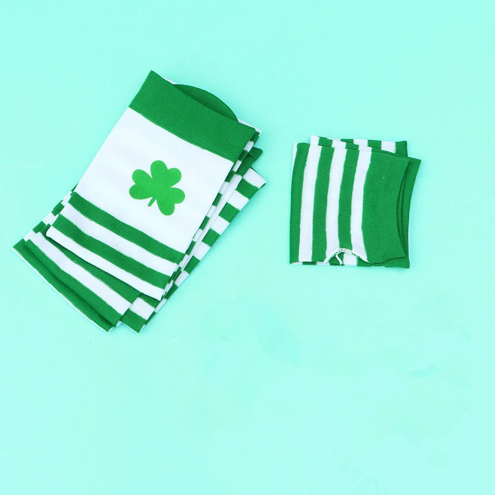 

St Patrick's Day Costume Set Irish Green Tutu Skirt Sleeve Stockings Earrings Party Supplies Decor Kit Reusable Gift Child