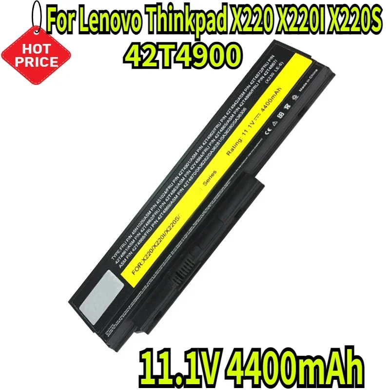 

11.1V 4400mAh For Lenovo Thinkpad X220 X220I X220S X230 X230i 42T4899 42T4900 42T4942 42T4872 42T4865 42T4866 Laptop Battery