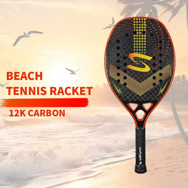 

New Arrival Anyball Full Carbon Beach Tennis Racket 12k Orange Paddle with EVA Core High Performance Sport Equipment