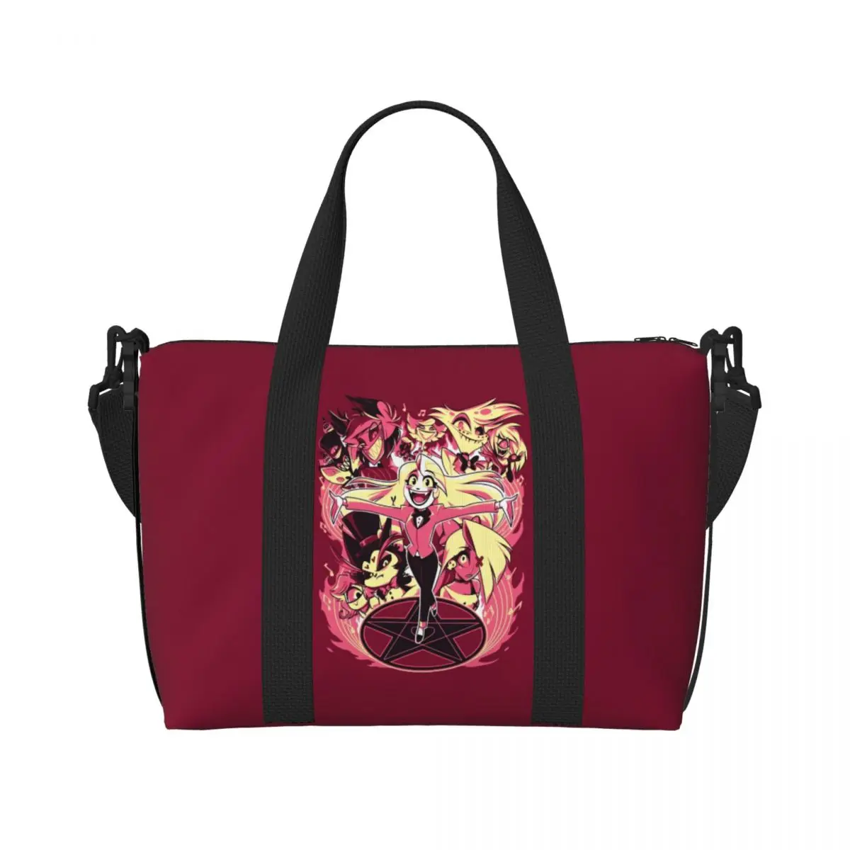 

Custom Hazbins Hotels Grocery Tote Shopping Bag Women Big Capacity Cartoon Gym Beach Travel Bags