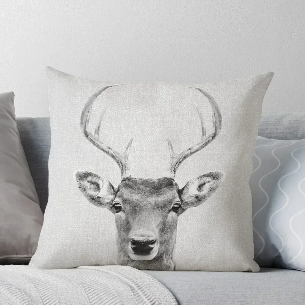 

Deer 2 - Black & White Throw Pillow bed pillows Ornamental Pillow pillow