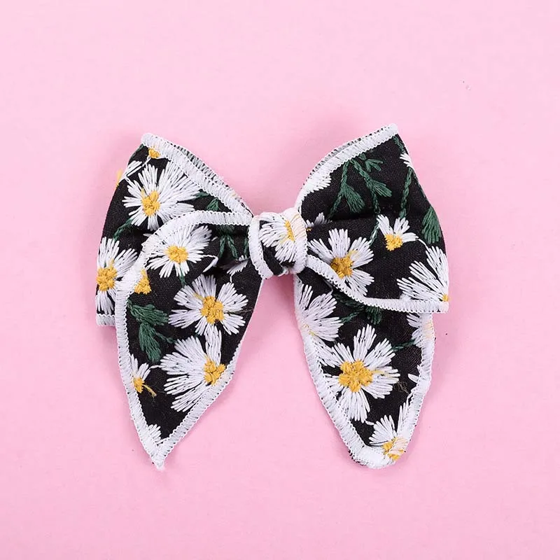 Elegant Floral Cotton Hair Bow Spring Hair Clip Fashion Print Hair Barrette For Women Girls Sweet Hairclip Hair Grip Accessories