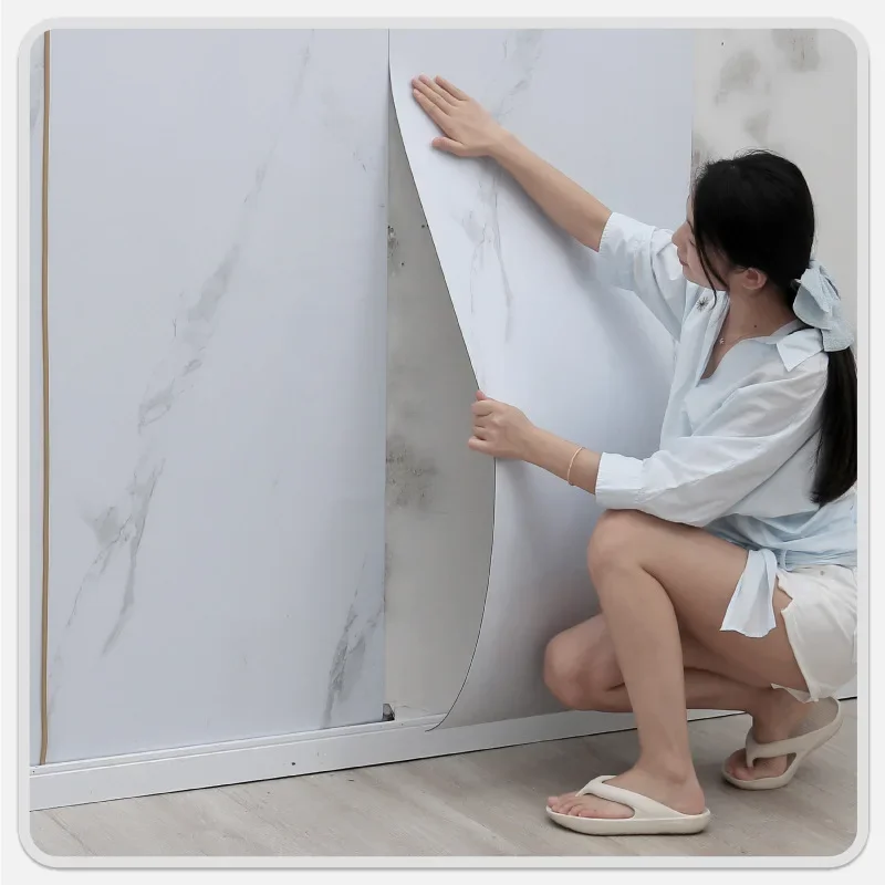 Thickened Self-adhesive Marble Grain Floor Stickers 40CM SXP Waterproof Anti-Slip Wear-Resistant Home Decoration Floor Stickers