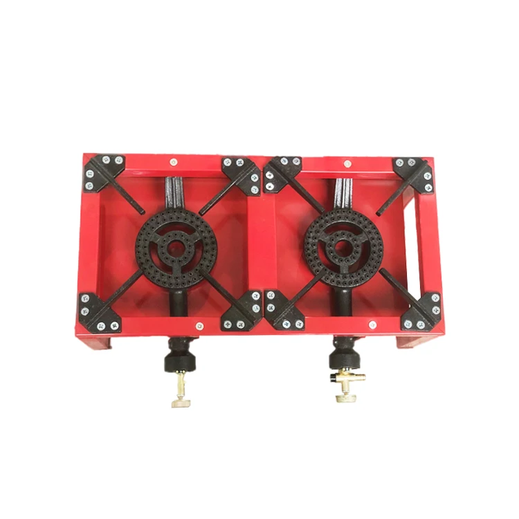 Double Burner เตาแก๊สแบบพกพากลางแจ้ง Camping เตาทําอาหารสีแดง