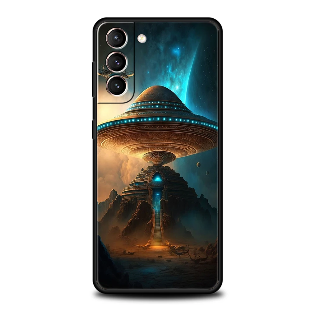 Alien Martian UFO Phone Case for Samsung Galaxy S24 S23 S22 S20 S21 FE Ultra S10 S10E S9 S8 Plus 5G Silicone Cover Capas Fundas