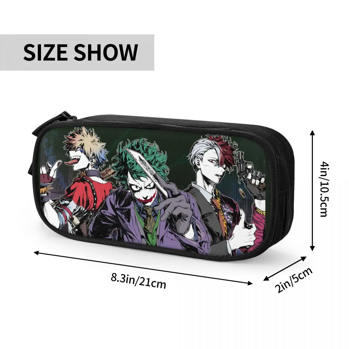 Joker-My Hero Academia Lápis Case, Pen Box Bag, Estudante Grande Armazenamento, Material Escolar, Presentes