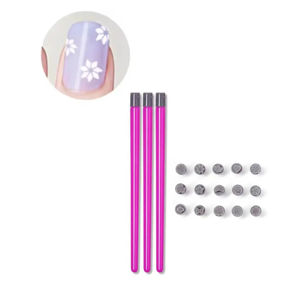 

3D Heart/Daisy/Butterfly Nail Art Stamp Pen Easy DIY Non-Alcoholic Manicure Carving Mold Nail Print Nail Template