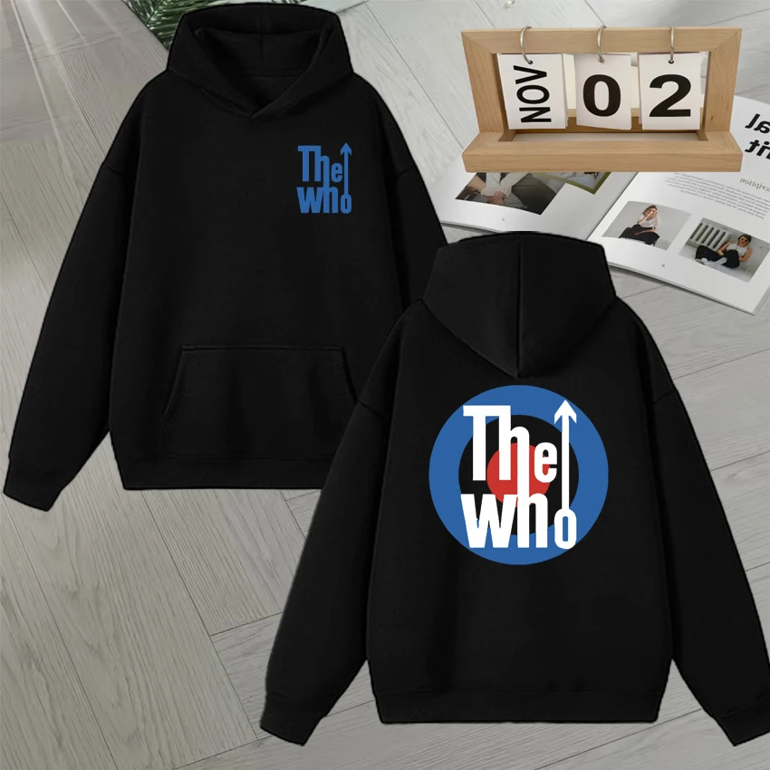 

New In Rock Band The Who Loose Double Sided Print Sweatshirts Long sleeve vintage Hoodies Fleece Hip Hop popular Pullover Unisex