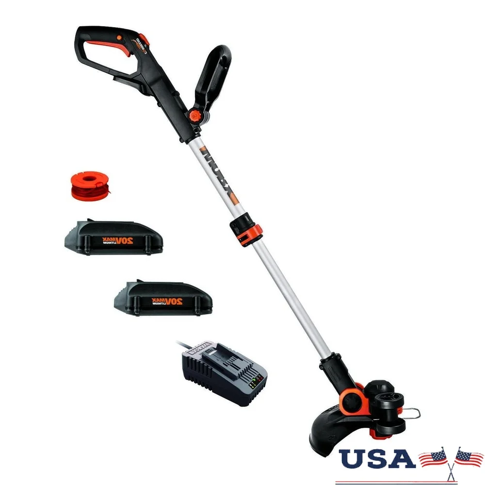 

Cordless String Trimmer Edger 12 Inch 2-in-1 Adjustable Handle Rubber Wheels Dual Function Battery Charger Included Lightweight