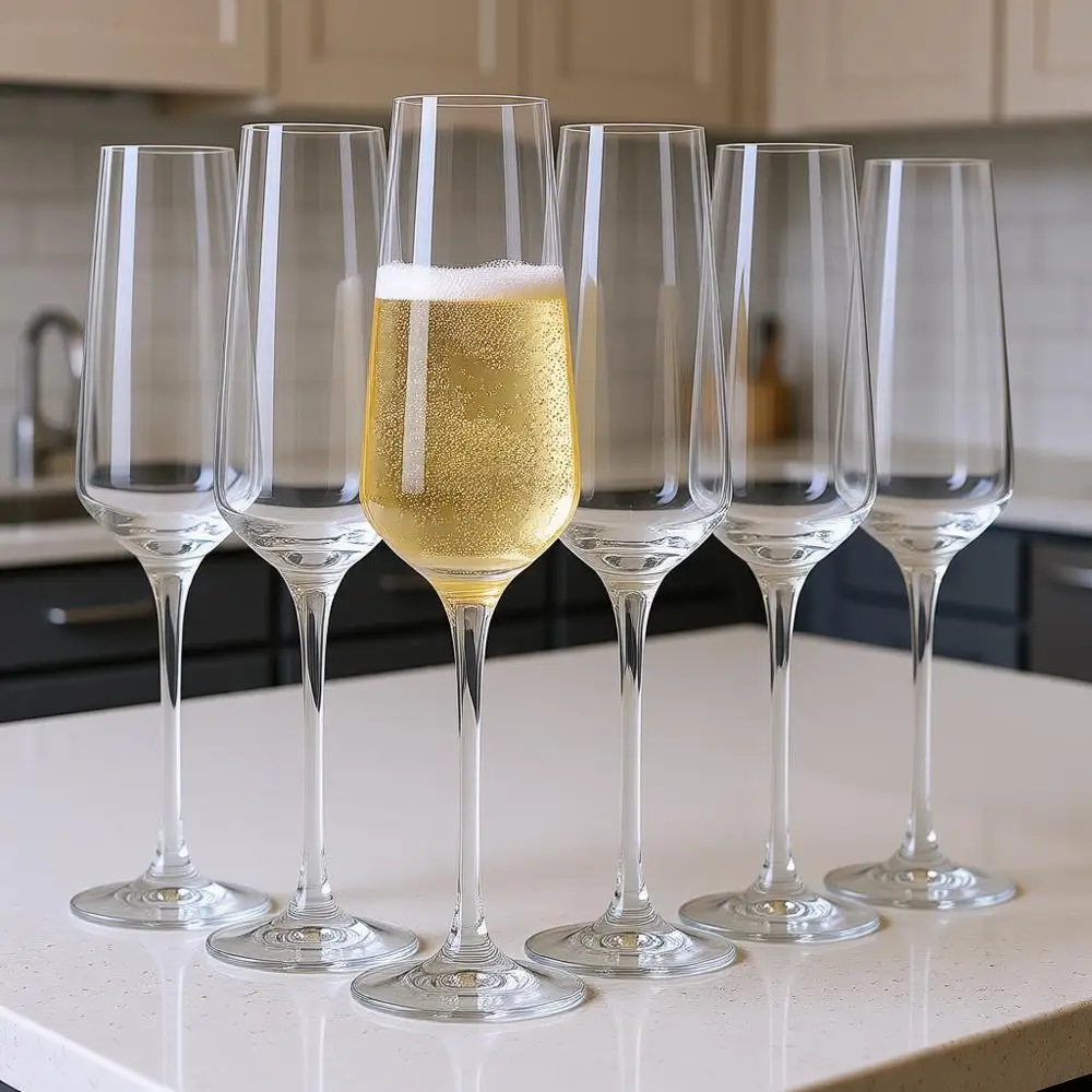 

Champagne Lute Glasses, Set of 6, 6.1 oz, Avant-Garde Collection, Classic Shape, Ideal for Mimosas, Prosecco, Sparkling Wine, Di