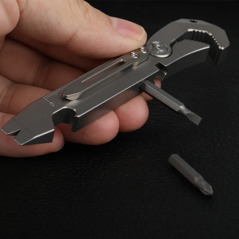 Pocket Multifunctional Tool CreatTitanium Alloy Knife Bottle Open Outdoor Portable Wrench Keychain Pendant Camping Equipment