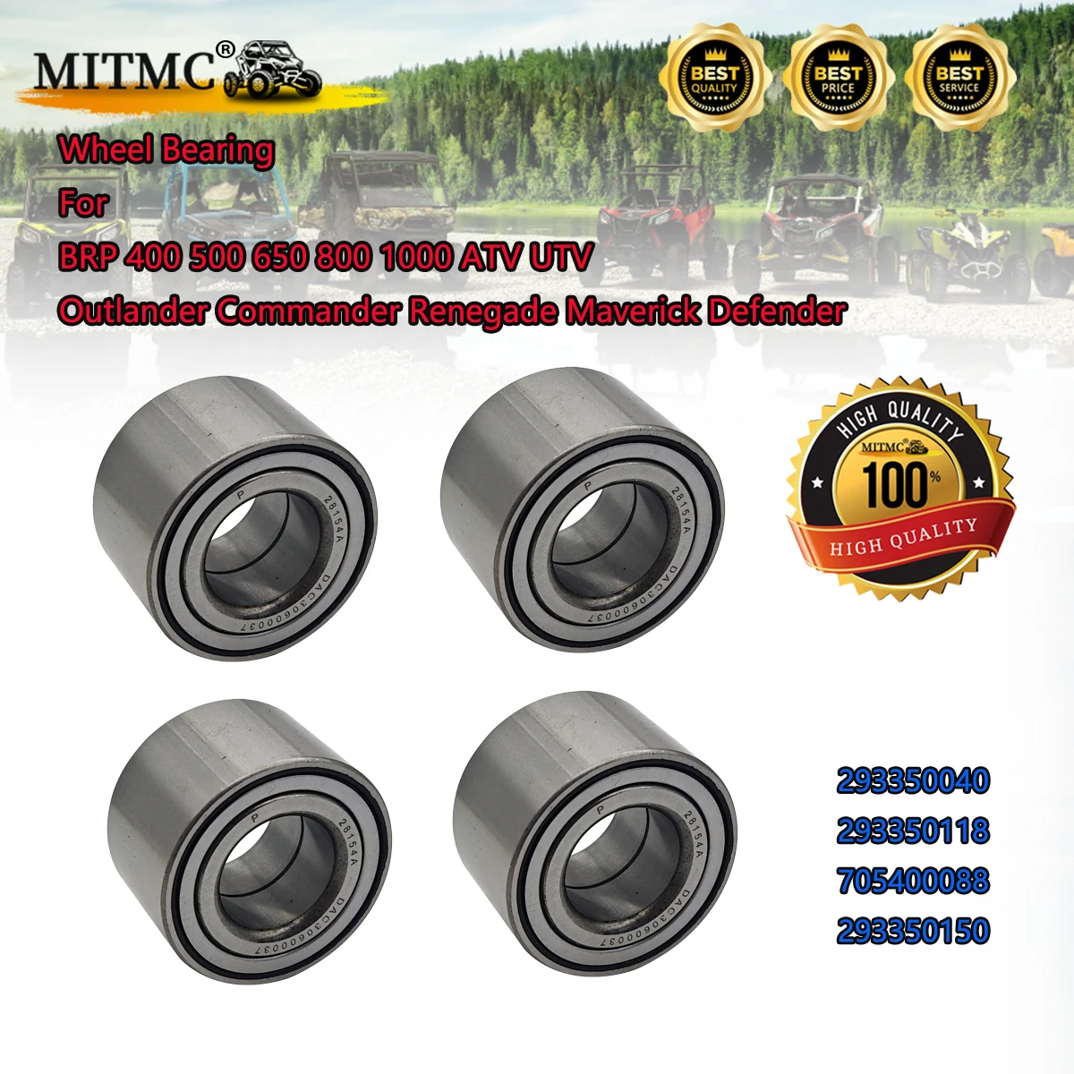 

Wheel Bearing For BRP 400 500 650 800 1000 ATV UTV Outlander Commander Renegade Maverick Defender 293350040 293350118 705400088