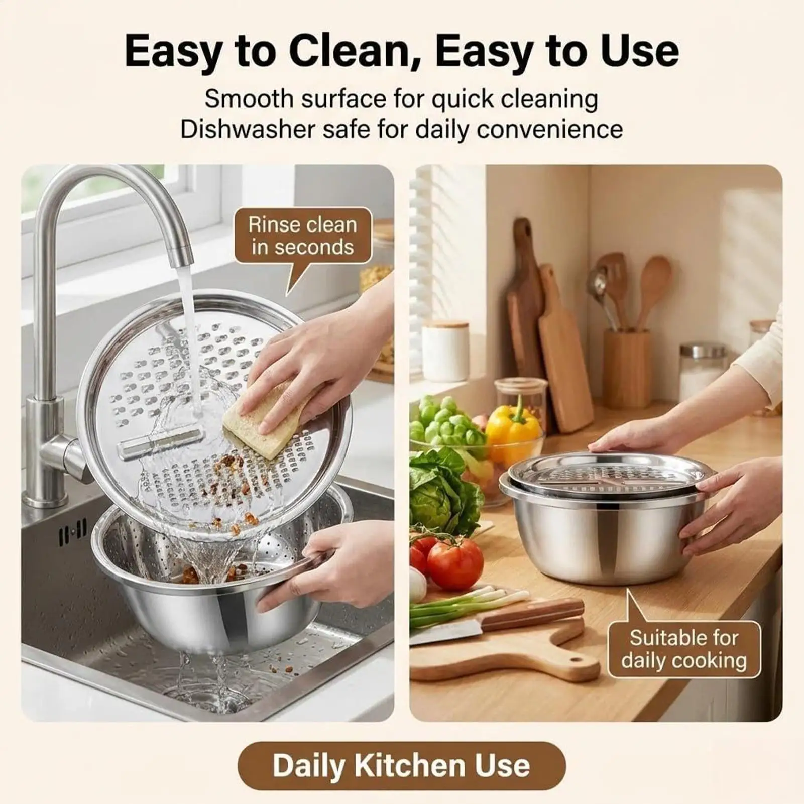 

Набор для мытья и слива: корзина-дуршлаг из нержавеющей стали 26 см для овощей, фруктов, риса, для кухни и дома