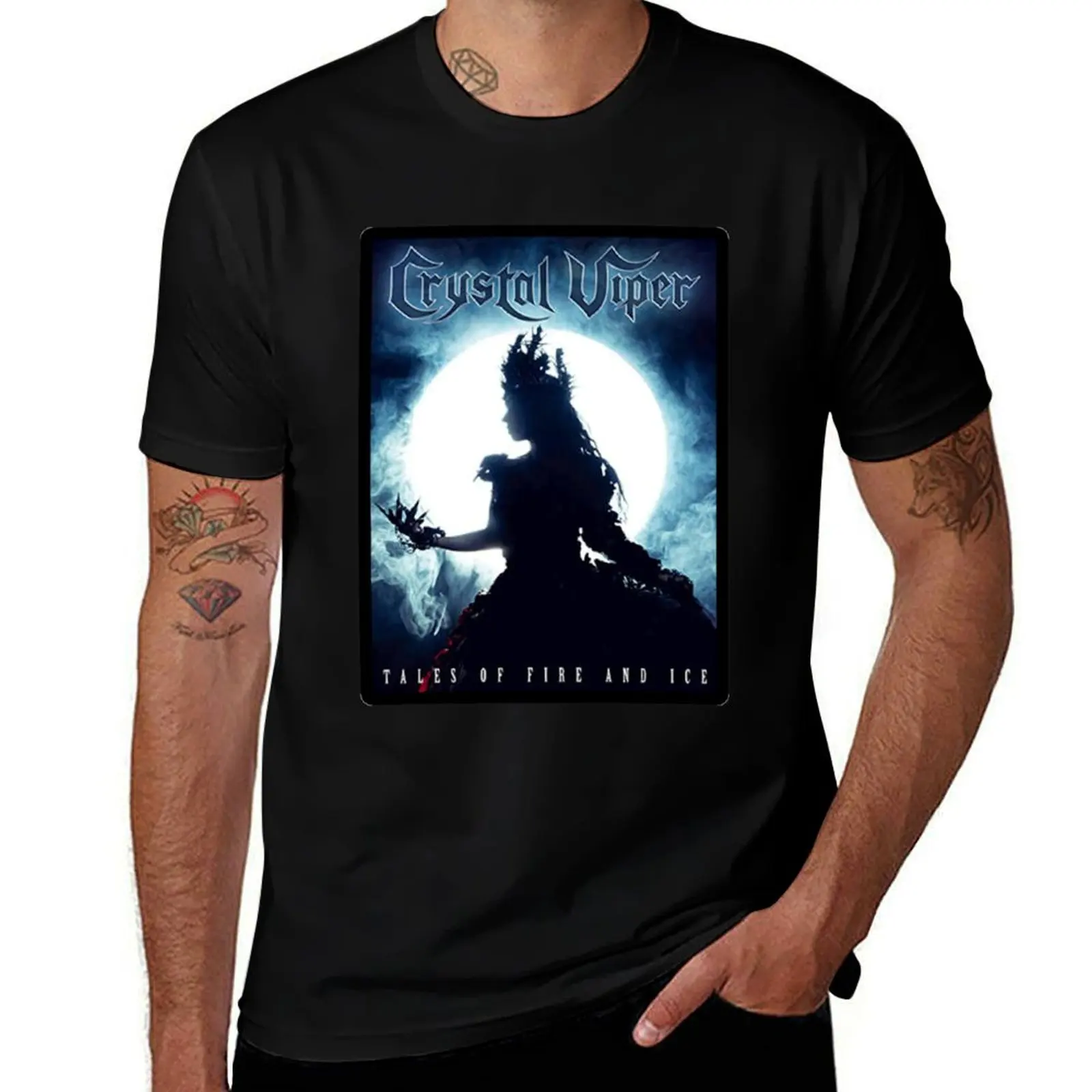 CRYSTAL VIPER MUSIC ARTWORK Sticker T-Shirt Soft Touch Basic Cotton T-Shirt