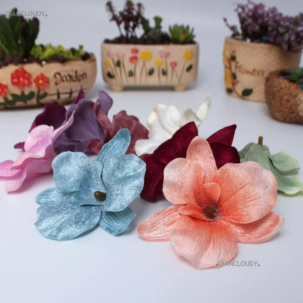 Qiancloudy 12 Pieces Wedding Velvet Orchid Artificial Silk Flower Heads Christmas Bright Flowers Magnolia A32 High Quality