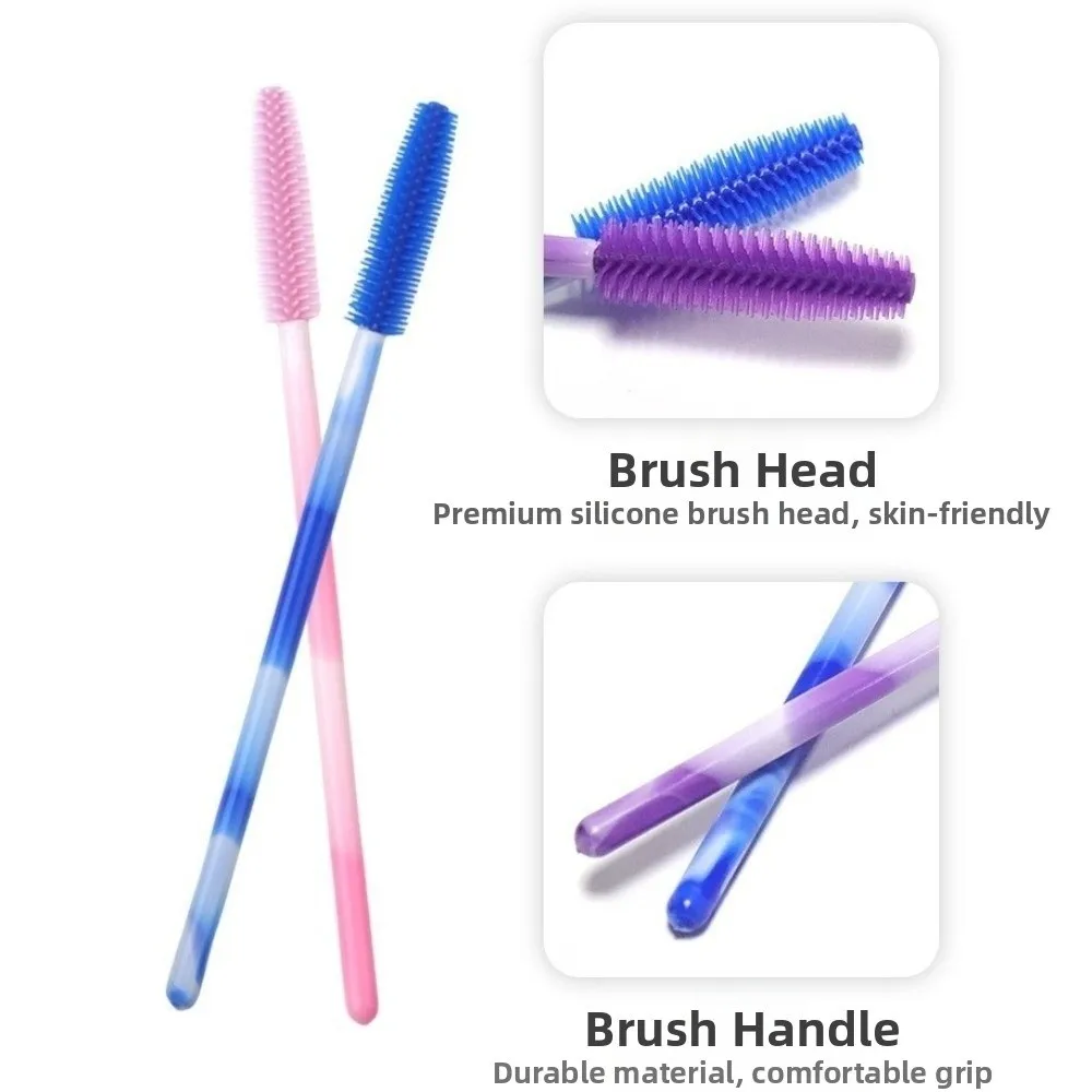 50Pcs Disposable Eyelash Brushes Makeup Tools Silicone Eyelash Makeup Brush Microbrush Rainbow Color Mascara Wand Applicator
