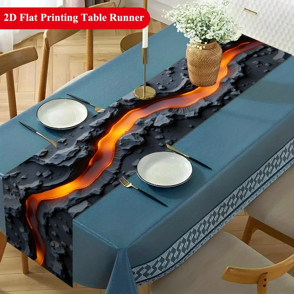 2D‑Printed Lava Flow Table Runner, Decor for Dining Table, Coffee‑Table, Gatherings, Indoor‑Outdoor Parties