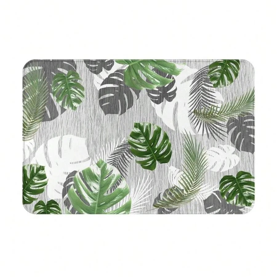 

Leaf Bathroom Rug Botanical Bath Mat Boho Non Slip Entryway Washable Absorbent Floor Mat Carpet For Bedroom Kitchen Dining Laun