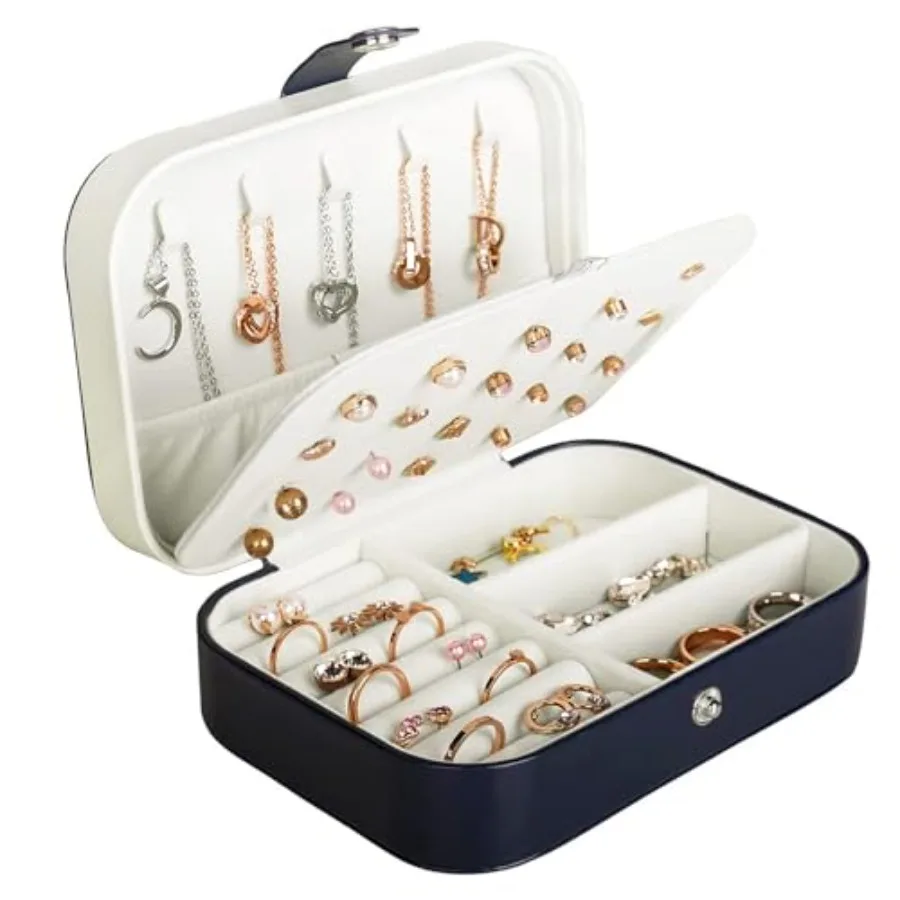 

Travel Jewelry Box, PU Leather Small Jewelry Organizer for Women Girls, Portable Mini Travel Case Display Storage Holder Boxes