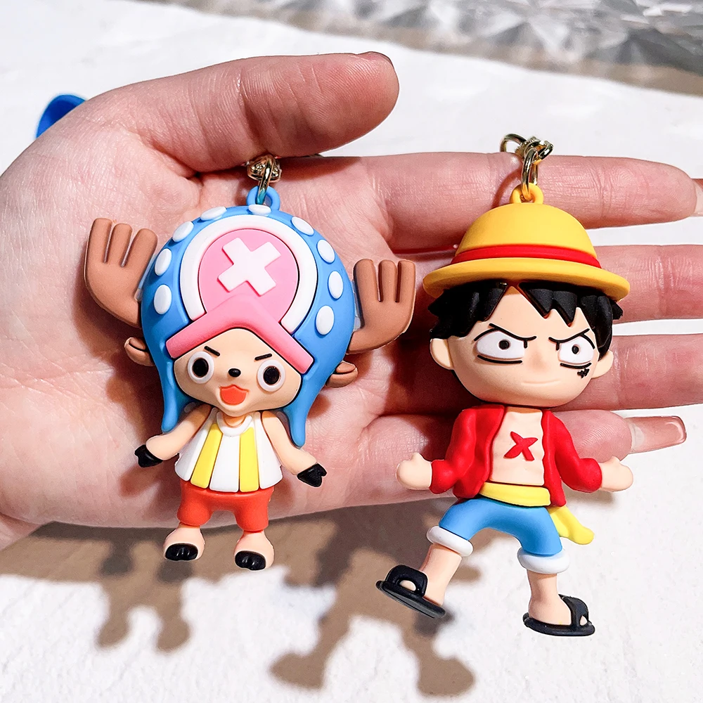 One Piece Anime Monkey D. Luffy Keychain Key Rings Backpack Pendant Doll Accessories Couple Car Key Chain Kids Gift Wholesale