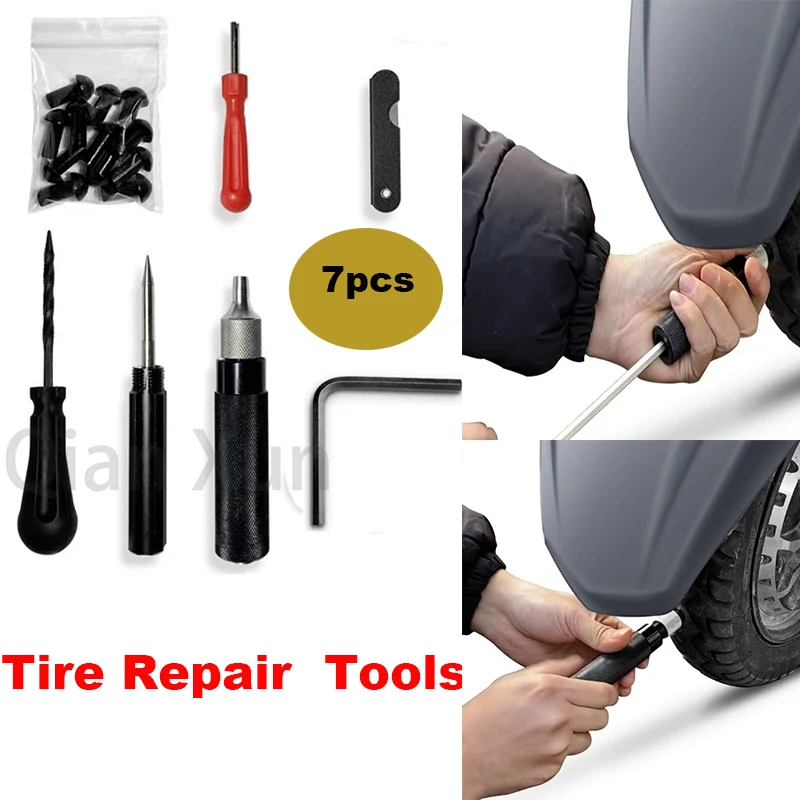 Car Motorcycle Tire Repair Plugger Tools Set Tire Wheel Repair Kit Mushroom Plug Probe Nozzle Dropshipping