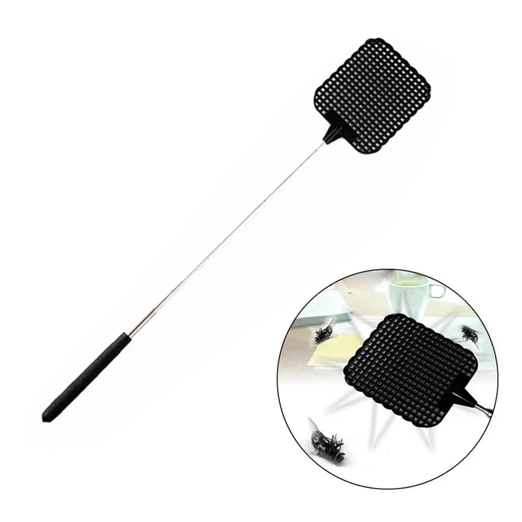 Pack of 4 Plastic Telescopic Flies Swatter Retractable Rod Mosquito Trap Bug Pest Manual Tools Household Kitchen