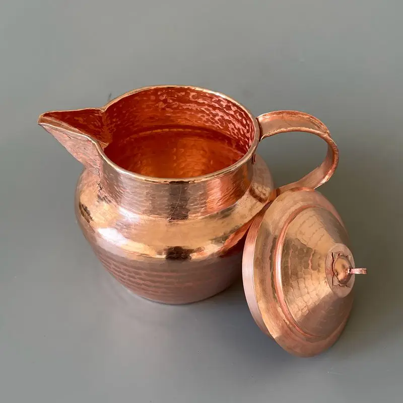 

Pure Copper Tea Cup Pot With Lid Thick Handmade Handle Small Large