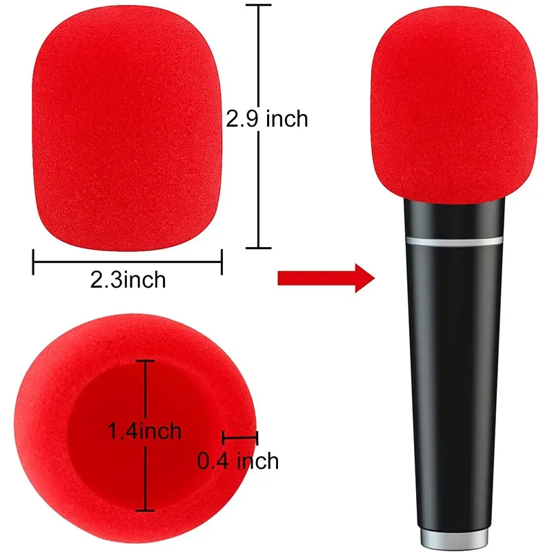 1/20PCS Microphone Windscreen Foam Cover Thick Mic Covers Foam Mic Pop Filter for Studio Interview Karaoke DJ (10 Colors)