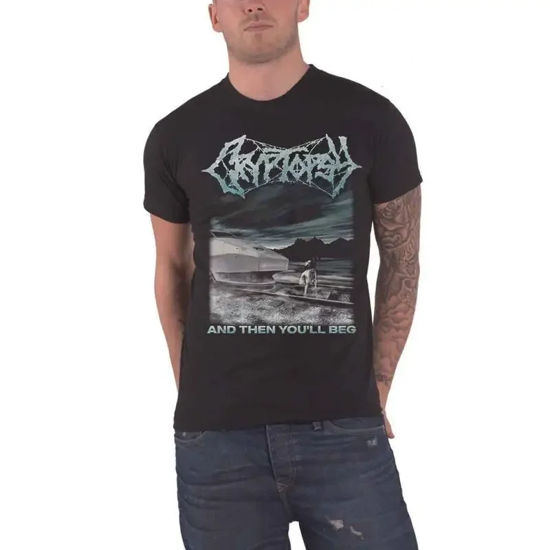 Cryptopsy T Shirt And Then You'Ll Beg Band Logo New Official Mens Black Size M