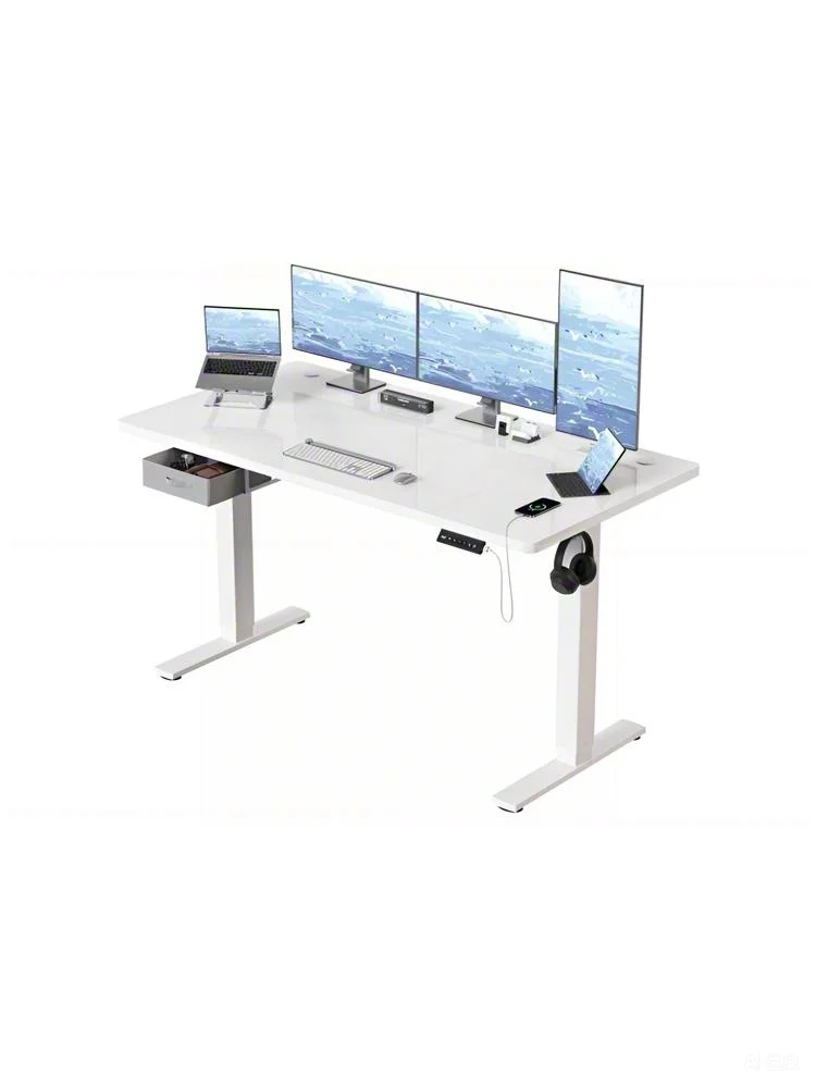 Devoko in hoogte verstelbaar bureau 160x80cm bureau in hoogte verstelbaar met laden USB-A oplaadpoort Computer